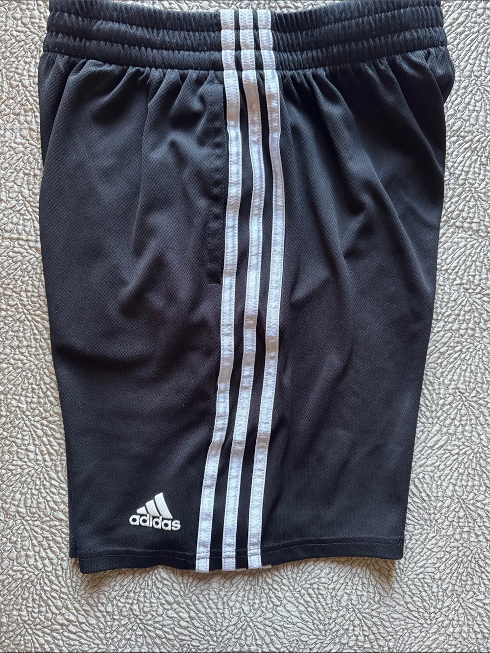 adidas Black Athletic Shorts with White Side Stripes